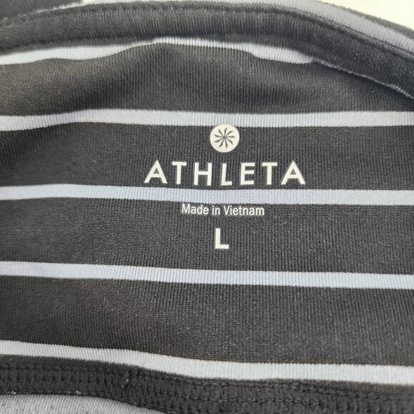 Athleta Black Gray Striped Chaturanga Capri Leggings Pants Size Large - Picture 2 of 4